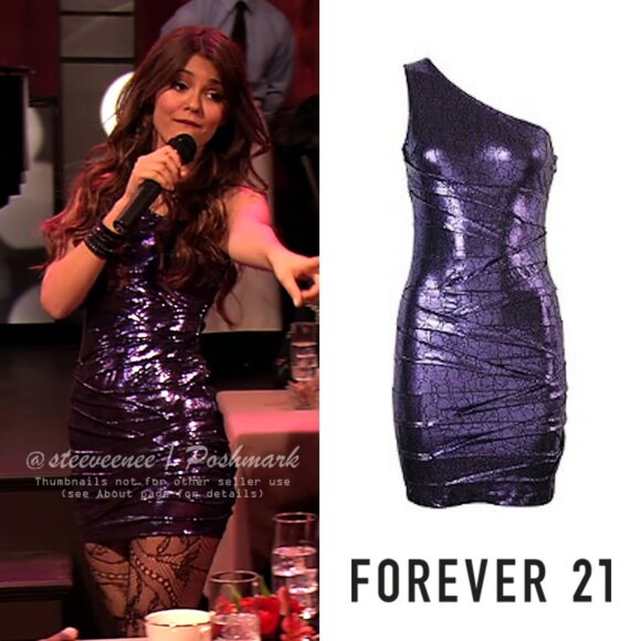 Forever 21 Embossed Croc One-Shoulder Dress ASO Tori Vega / Jade West - Picture 2 of 11